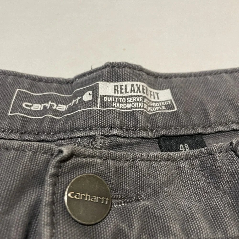 Carhartt Shorts Men's Size 48 X 9.5 Gray Canvas Relaxed Fit Workwear Rugged Flex